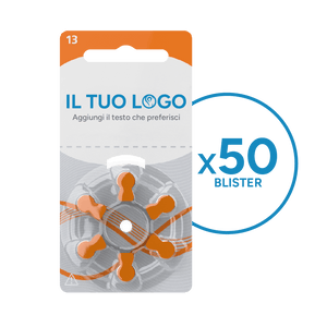 50 Blister Pile PREMIUM QUALITY Con il Tuo Logo Modello 13 Arancioni (6 Pile)