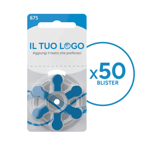 50 Blister Pile Con il Tuo Logo Modello 675 Blu (6 Pile)