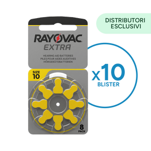 10 Blister Pile Rayovac Modello 10 Gialle (8 Pile)