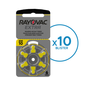 10 Blister Pile Rayovac Modello 10 Gialle (6 Pile)