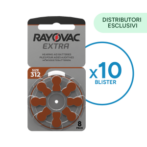 10 Blister Pile Rayovac Modello 312 Marroni (8 Pile)