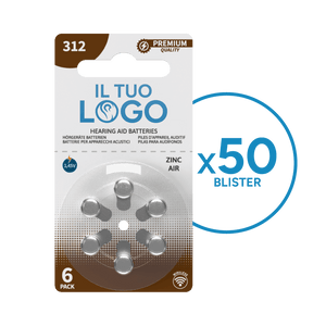 50 Blister Pile PREMIUM QUALITY Con il Tuo Logo Modello 312 Marroni (6 Pile)